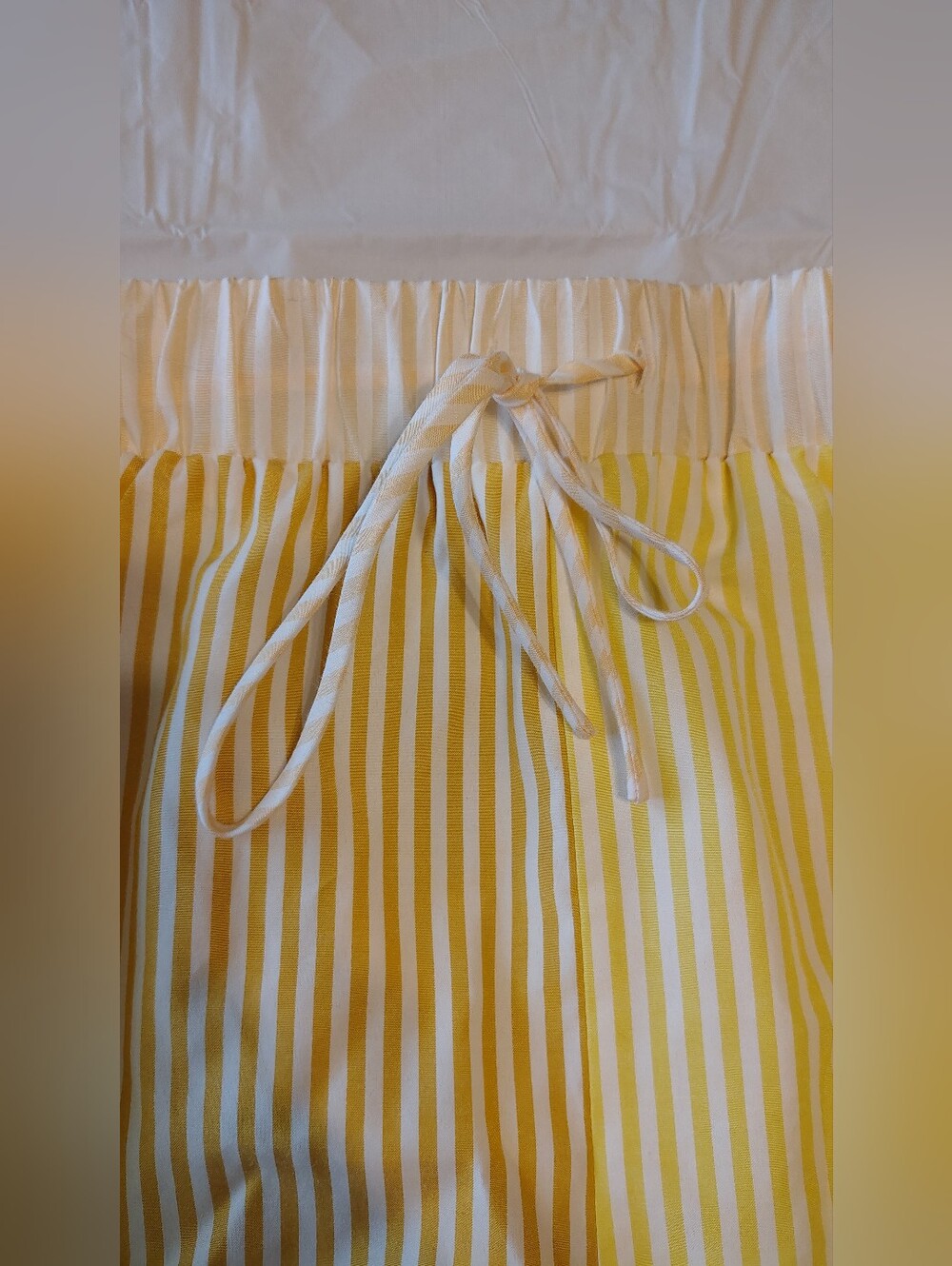 The Native One Elastic Drawstring Waist Yellow & White Striped Shorts Size M - Picture 3 of 5